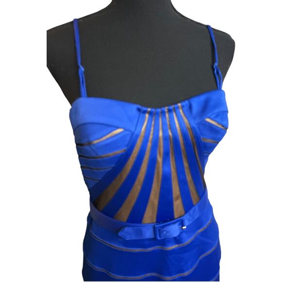 Aidan Mattox Royal Blue Bandage Bodycon Cocktail Dress - Picture 4 of 6